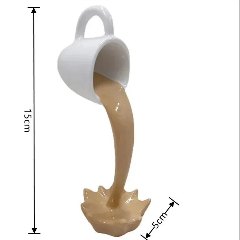 Suspended Resin Coffee Cup Ornament Creative Water Flow Sculpture Kitchen Decor Desktop Home Decoration Craft