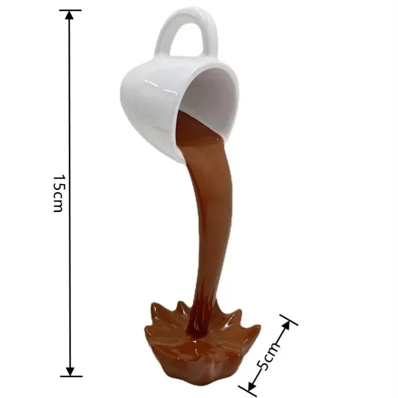 Suspended Resin Coffee Cup Ornament Creative Water Flow Sculpture Kitchen Decor Desktop Home Decoration Craft