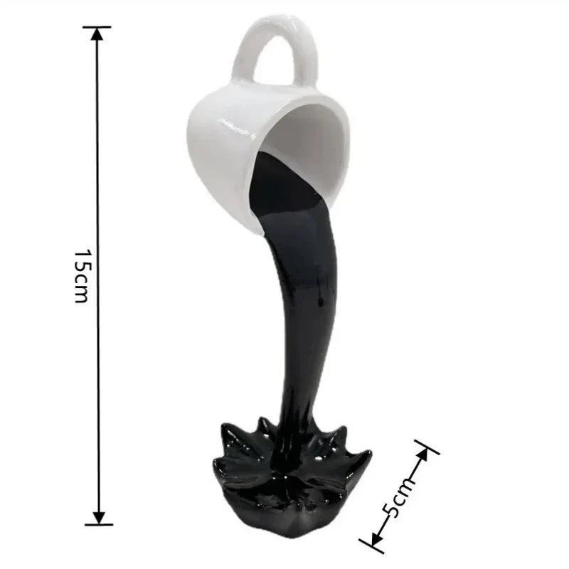 Suspended Resin Coffee Cup Ornament Creative Water Flow Sculpture Kitchen Decor Desktop Home Decoration Craft